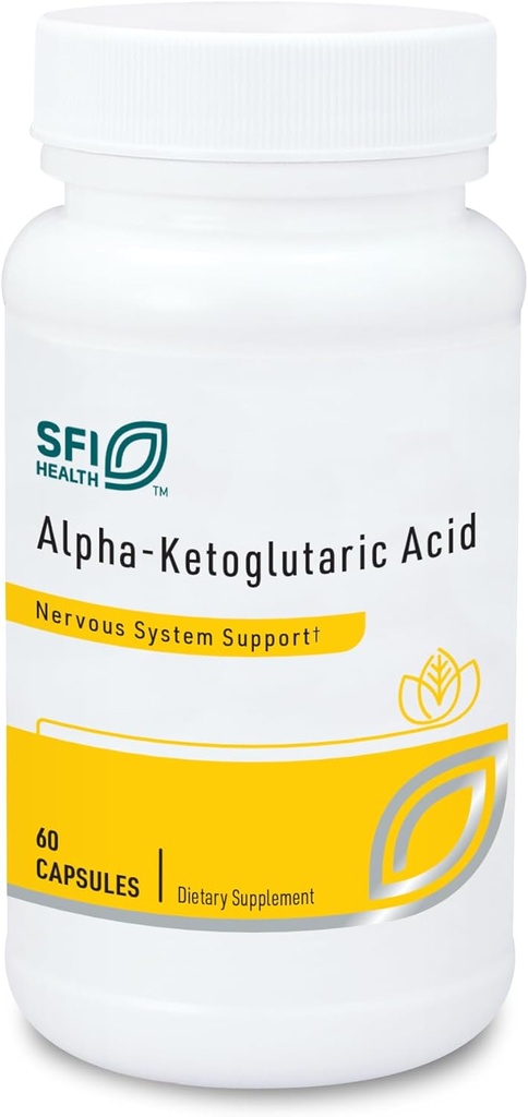 Klaire Labs SFI Health Alpha-Ketoglutaric Acid - Ενέργεια & Υποστήριξη Μεταβολισμού - 300mg AKG σε Υποαλλεργικές, Χορτοφαγικές Κάψουλες, Γαλακτοκομικά & Χωρίς Γλουτένη (60 Κάψουλες)