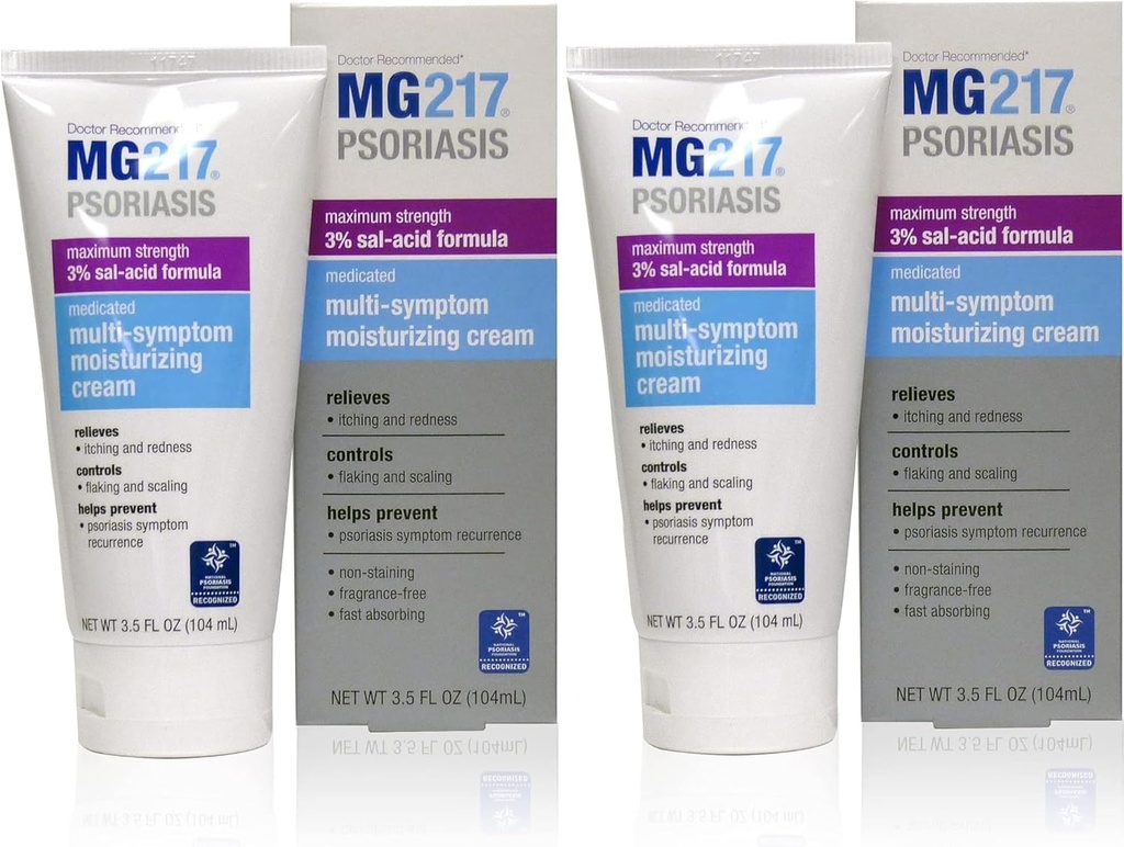 MG217 Psoriasis Cream'i% 3 Salicylic Acid, Multi-Symptom, Fragrance Free, 3.5 Fl Oz, (5604) (Pack of 2)