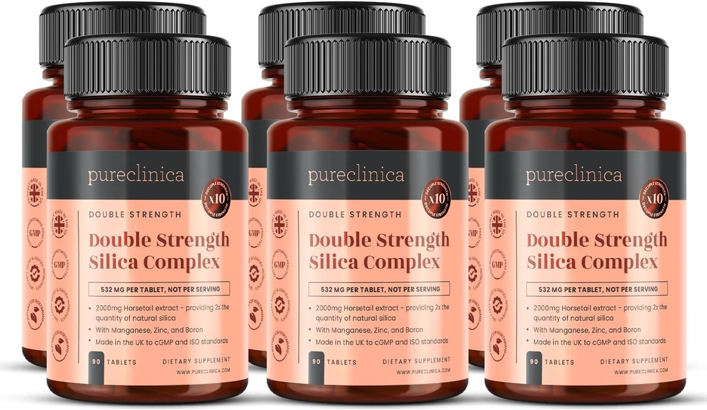 Διπλή δύναμη Silica Complex - 18 Μήνας Προμήθεια! (2000mg Εκχύλισμα Horsetail x 540 δισκία (6 μπουκάλια 90))
