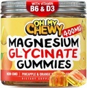 Center-Filled Magnesium Glycinate Gummies 400MG - High Absorption for Kids, Teens & Adults - Supplement for Sleep, Calm & Muscle Relaxation with B6 & D3 - Gluten Free & Vegan Friendly - 60 Count