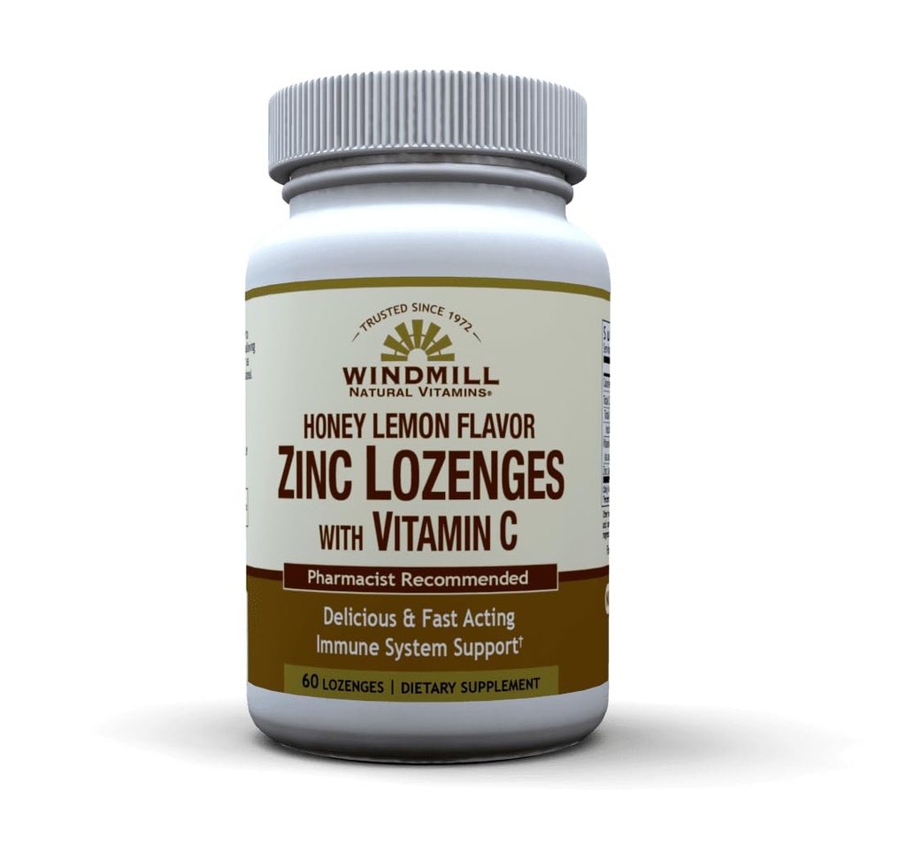 Rüzgar değirmeni Sağlık Ürünleri Vitamin C Honey Lemon Flavor ile Doğal Vitaminler, Immune System Support, Antioksi Support, Delicious & Fast Acting, 60 Lozenges, 60 Hizmet.