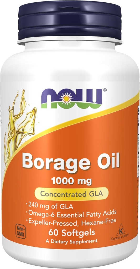Şimdi Gıdalar Tamamlar, Borage Oil 1000 mg ile GLA (Gamma Linolenic Acid), 60 Softgels
