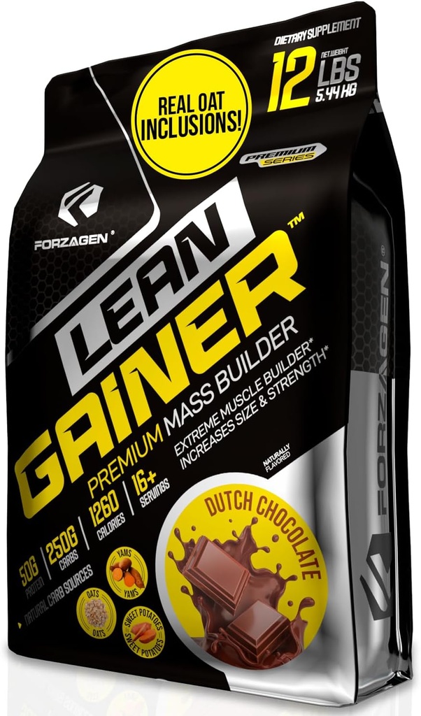 Forzagen Lean Winer Premium Mass Builder | Erkek ve Kadınlar için Kitlesel Karbon | Yüksek Calorie proteini, Kilo Verme, Bulk, Muscle Building Supplement | Chocolate Dutch, 12 lbs. (16+ Hizmet)