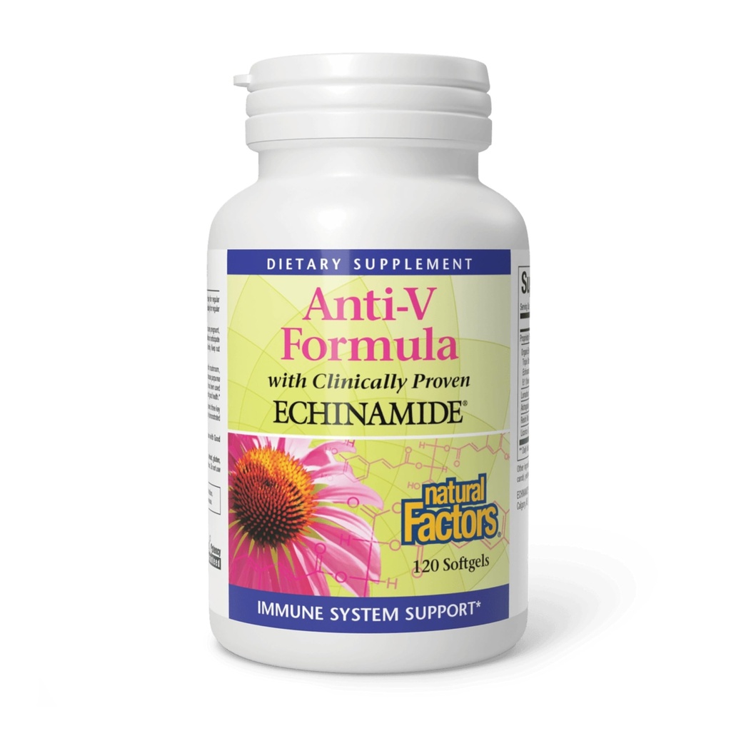 Doğal Faktörler Anti-V Formula - Sağlıklı Immune System Support Supplement - Herbal Immune Health Supplement with Reishi Mushroom & Licorice Root - 120 Softgels (120 servis)