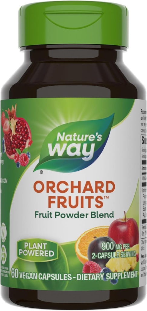 Τρόπος της φύσης Orchard Φρούτα, Φρούτα σε σκόνη Blend, Περιέχει 12 διαφορετικά φρούτα, 900mg ανά 2-Κάψουλα Σερβίρισμα, 60 κάψουλες (συσκευασία Μαΐου Vary)