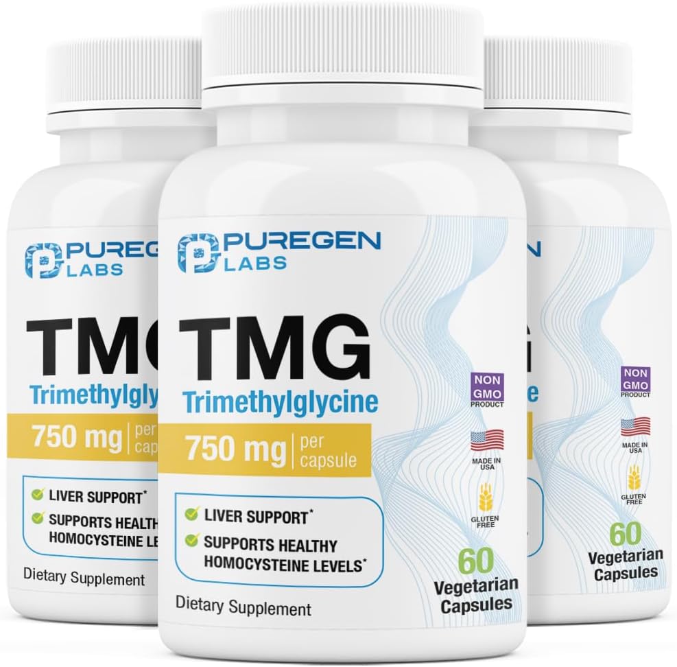 Puregen Labs TMG 750 mg – Συμπλήρωμα τριμεθυλογλυκίνης – Μη ΓΤΟ, ΟΧΙ Γλουτένη και γαλακτοκομικά 