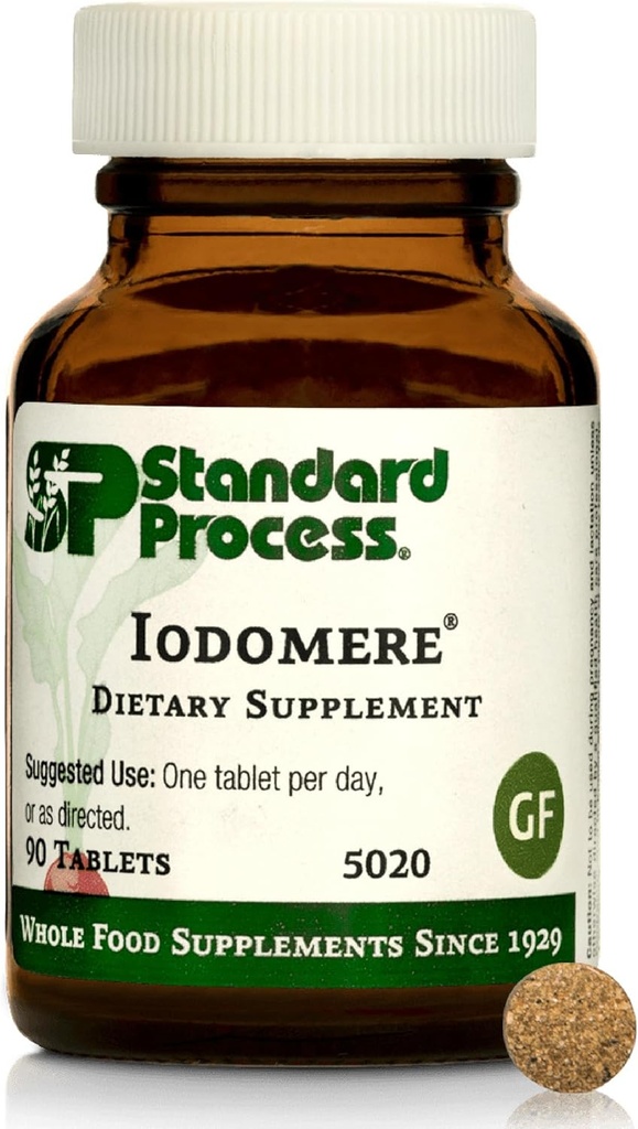 Standard Process Iodomere - Καθημερινή συμπλήρωμα για την υποστήριξη του μεταβολισμού σας, της ανοσοποιητικής λειτουργίας & της ορμονικής ορμόνης Thyroid Παραγωγή - Χωρίς γλουτένη, μη-Dairy & Non-Soy - 90 δισκία (90 σερβιρίσματα)