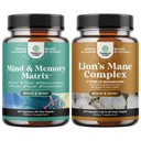 Gelişmiş Nootropics Brain Support Supplement with Memory & Focus Vitamins and Advanced Lion's Mane Mushroom Supplement with Reishi, Chaga, Maitake & Shiitake for Memory Support & Focus