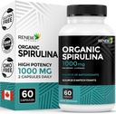 Yeni Actives Organik Spirulina 1000MG 2 Capsules - Erkekler ve Kadınlar için Superfood - Enerji, Wellness & Immune Function – Rich in Antioksis & Nutrients – Made in Canada – 60 Capsules
