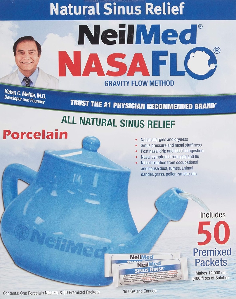NeilMed Nasaflo Poren Neti Pot, 50 Kont (küresel olarak değişebilir)