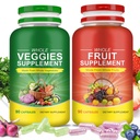 Meyveler ve Veggies Supplements - 2 Şişe 180 Toplam Vejetaryen Capsules | Denge Doğal Vitaminler Tamam Diyet Beslenme Dengesi,Lngredients Ölmüş Vitamin & Mineral Tüm Yiyecek Tamamladı