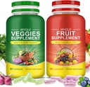 Meyveler ve Veggies Supplements - 2 Şişe 180 Toplam Vejetaryen Capsules | Denge Doğal Vitaminler Tamam Diyet Beslenme Dengesi,Lngredients Ölmüş Vitamin & Mineral Tüm Yiyecek Tamamladı