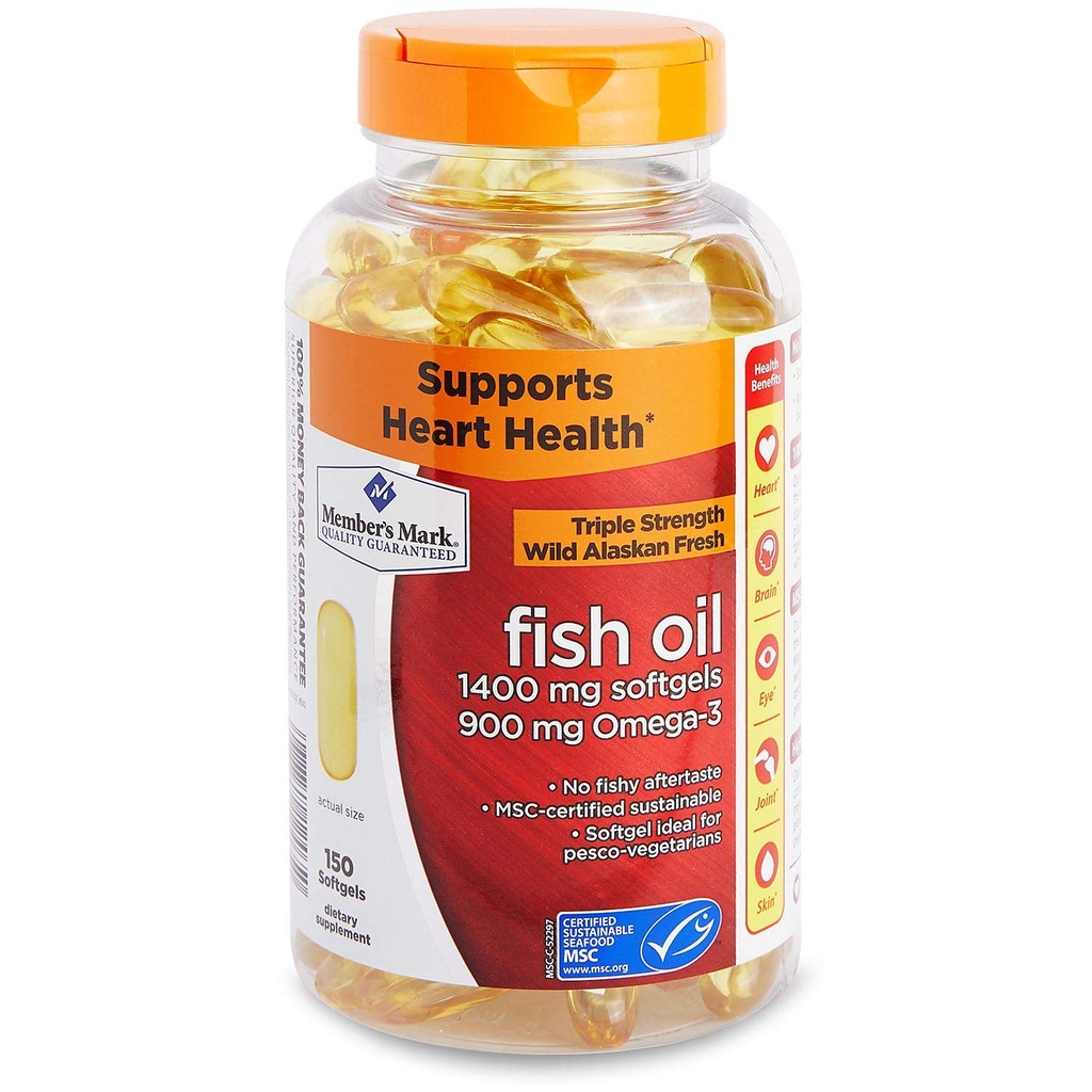 Üye Mark - Omega 3, Fish Oil 1400 mg (900 mg EPA/DHA), Kapic Kaplama, 150 Softgels