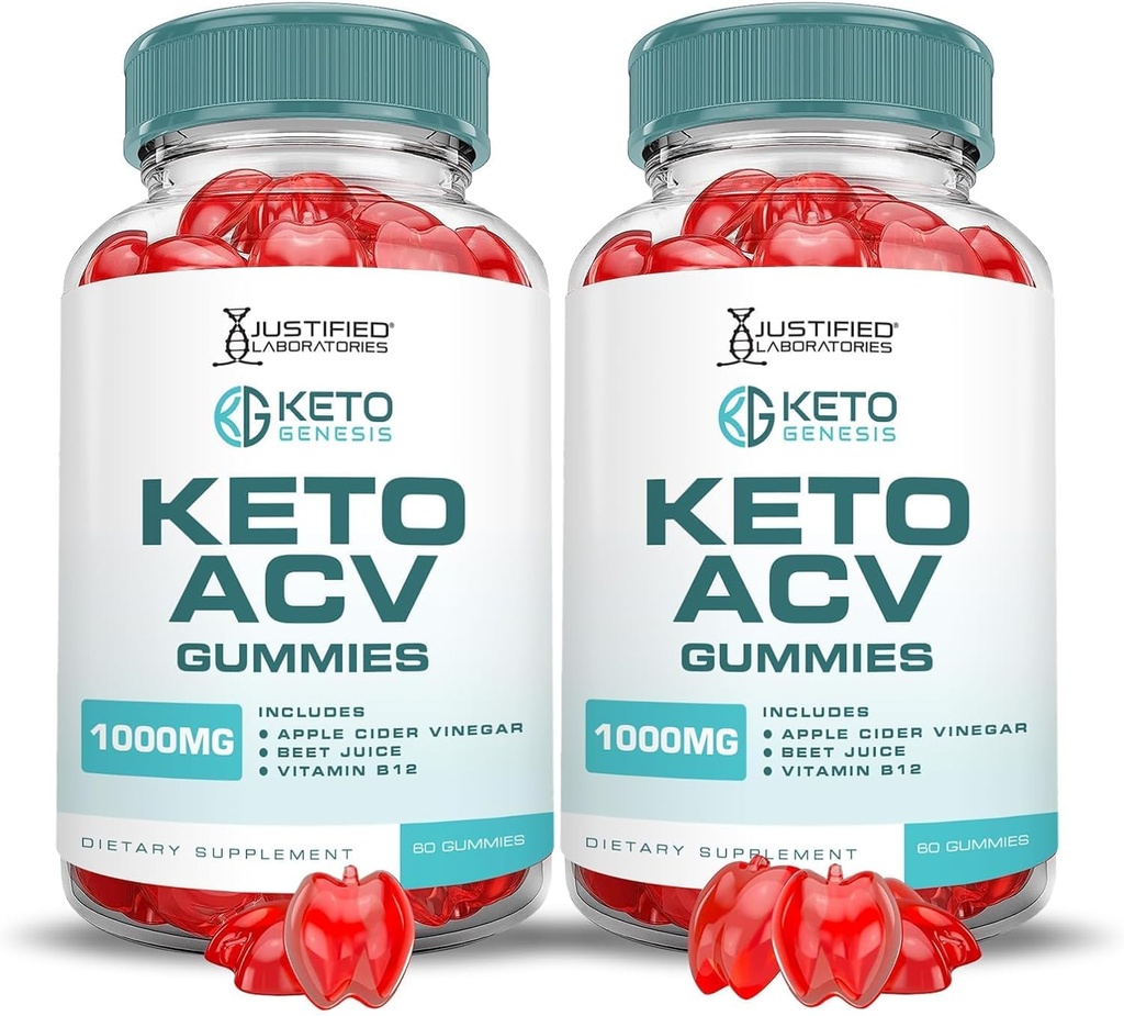 Justified Laboratories (2 Pack Keto Genesis DW ACV Gummies Formula 1000MG Keto Genesis Chem Gummies Apple Cider Vinegar Formula B12 Vegan Non GMO 120 Gummys
