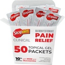 Stopain Pain Relief Klinik Gel Packets, USA Made, Max Strength Fast Acting with MSM, Glucosamine, Menthol for Arthritis, Lower Back Scia, Diz, Boy HSA FSA Topical Analgesic Products, 50 Pack