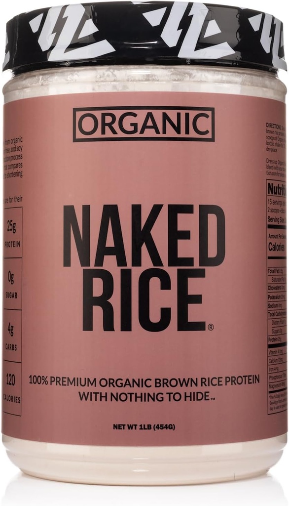 Çıplak Rice 1Lb - Organik Brown Rice Protein Toz - Vegan Protein Toz, GMO Free, Gluten Free & Soy Free. Plant-Based Protein, No Yapay Malzemeler - 15 Hizmet