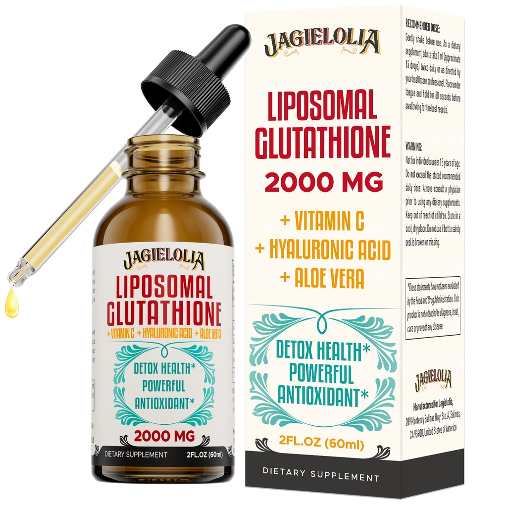 Liposomal Glutathione Liquid 2000MG – Kadınlar ve Erkekler için Antioksit Supplement, Aging Defense, Liver Function & Energy, Hyaluronic Acid + Aloe Vera + Vitamin C, Natural & Vegan, 2 FL.OZ
