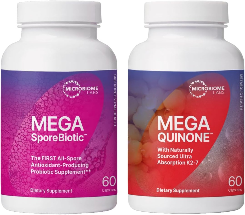 Microbiome Labs Heart Health Support Bundle - MegaSporeBiotic Spore Based Probiotic Supplement (60 κάψουλες) + MegaQuinone K2-7 Vitamin K Supplement (60 κάψουλες)