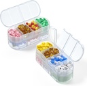 Weekly Pill Organizer Travel,4/3/2 Times a Day, Double-Sided Opening Design, Φορητό κουτί χαπιών για την αποθήκευση βιταμινών / Fish Oils / Medication / Συμπληρωματικά (2PC White)