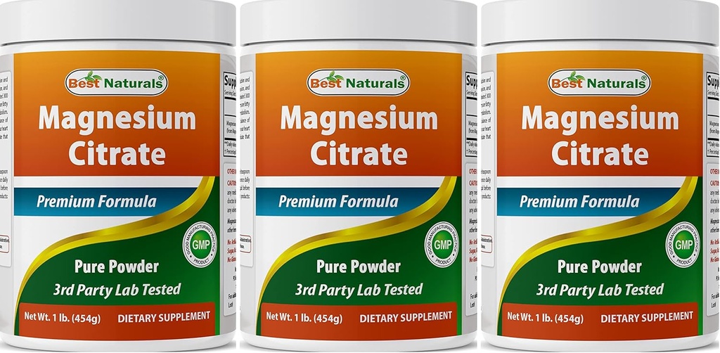 Best Naturals Μαγνήσιο Κιτρικό σκόνη 1 λίβρα (1 LB (πακέτο των 3))