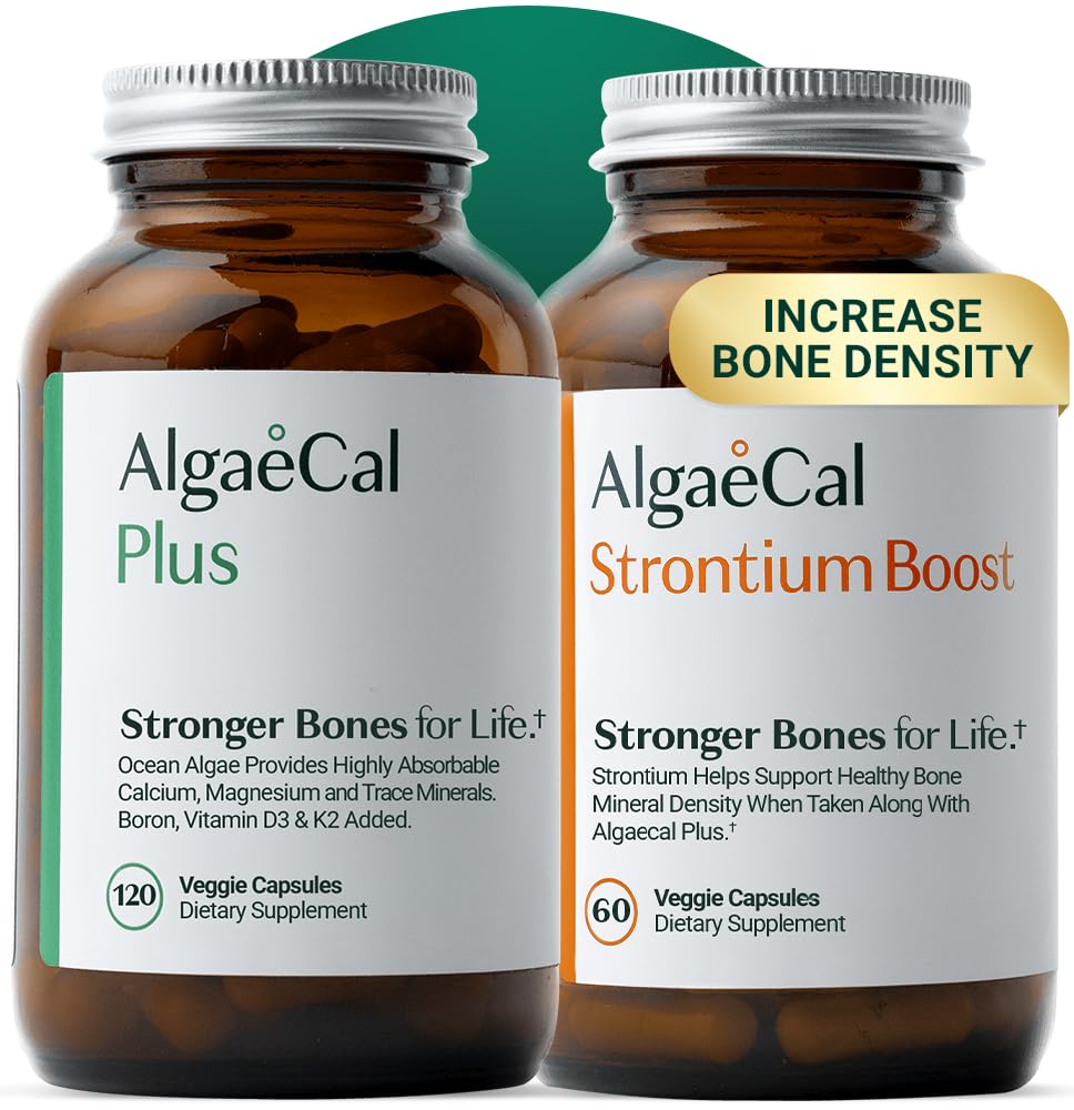 AlgaeCal - Builder Pack για την αύξηση της πυκνότητας των οστών, Clinically Supported Plant Based Calcium Supplement & Strontium, Βιταμίνες K2 (100mg), D3 (1600 IU), Μαγνήσιο & 16 Βασικά θρεπτικά συστατικά
