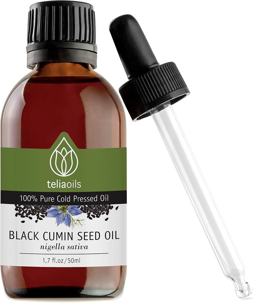 Teliaoils Black Seed Cumin Oil,% 100 Pure, Natural, Cold Pressed, Omega-3 & Omega-6 yağ asitleri ve Polyols Premium Grade, For Skin, Nails & Hair, Mükemmel Antioksidan