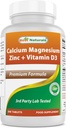 D3, 300 Tablet Vitamini ile En İyi Doğals Kalsiyum Magnezyum Çinko - Mikrobiyal 1000 mg, Magnezyum 400 mg, çinko 25 mg & D3 600 IU hizmet başına (3 Tablet)