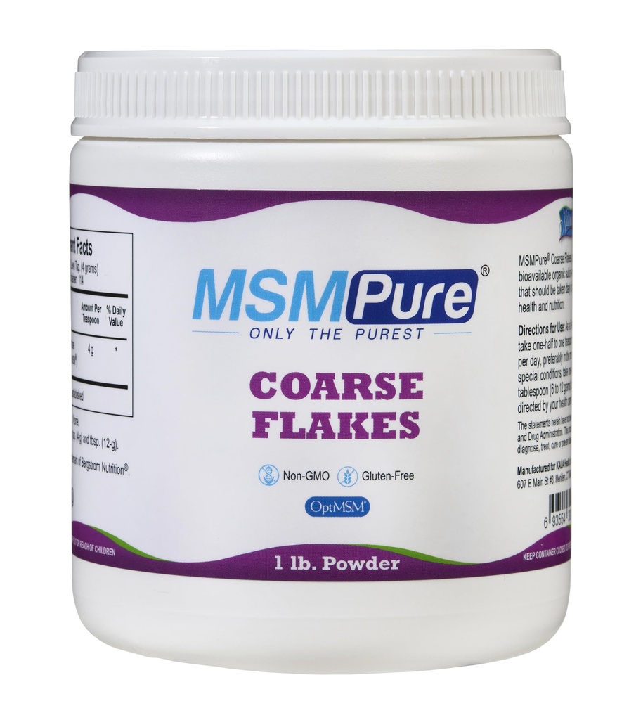 KALA ΥΓΕΙΑ MSMPure Coarse MSM Powder Fleakes – US-Made MSM για κοινή υγεία, εμφάνιση του δέρματος, και Hair & Nail Support – 1 LB, Βιολογικό Sulfur