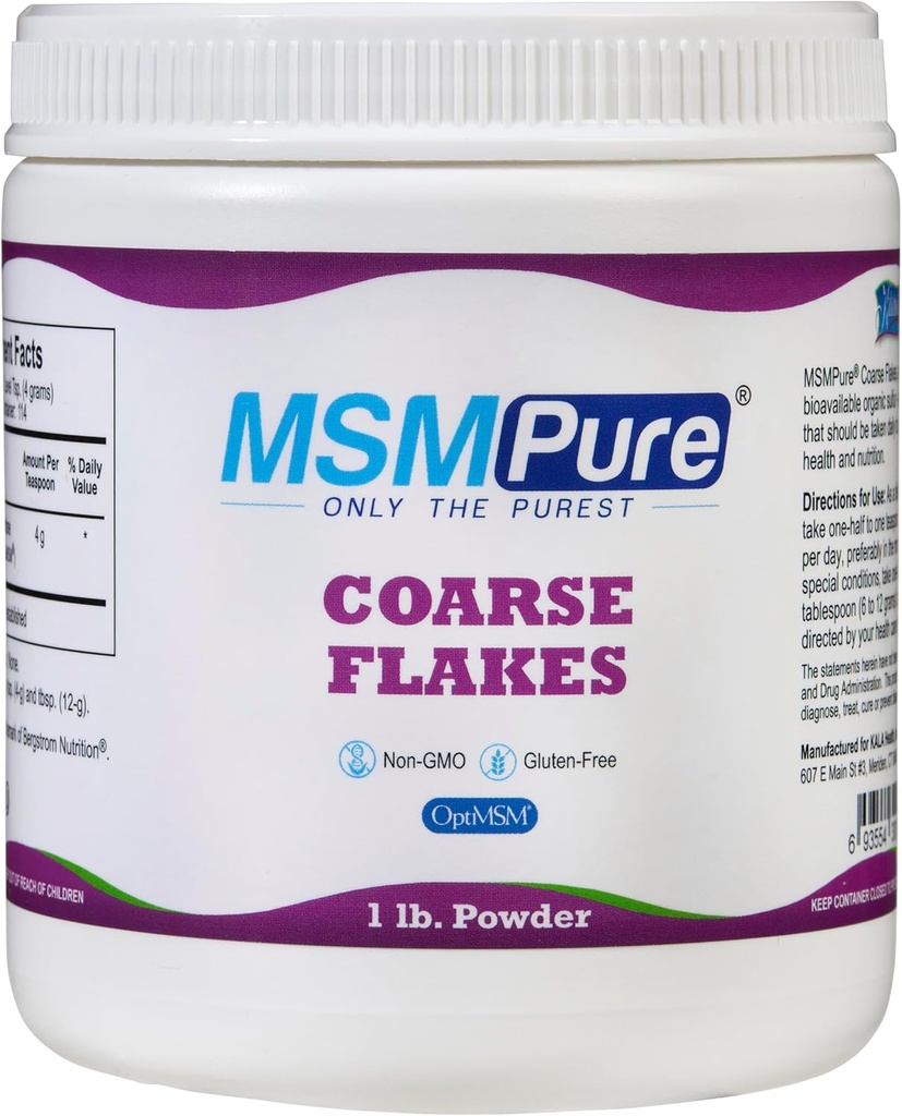 KALA SA MSMPure Coarse MSM Toz Flakes – US- Made MSM for Joint Health, Skin Görünüm ve Saç & Nail Desteği – 1 lb, Organik Sulfur