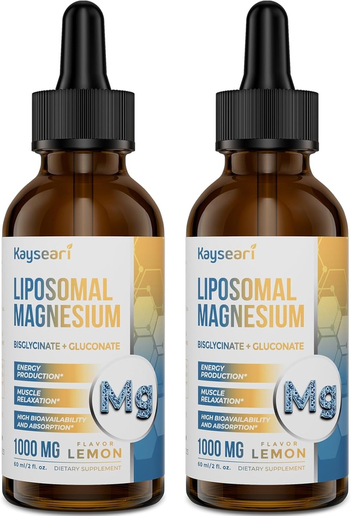 Yüksek Güç Liposomal Magnezyum Drops, kolayca Absorbed Chelated Forms Magnezyum Bisglycinate ve Magnezyum Gluconate, 60ML Lemon Flavored Liquid Drops