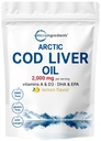 Cod Liver Oil 2,000mg Per Servis, 360 Softgels | Burpless Lemon Flavored – Omega 3, Vitamin A & D3, EPA, DHA | Wild Caught Arctic Deep Sea Fish | Heart, Brain, & Immune Supplement
