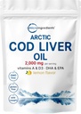 Cod Liver Oil 2,000mg Per Servis, 360 Softgels | Burpless Lemon Flavored – Omega 3, Vitamin A & D3, EPA, DHA | Wild Caught Arctic Deep Sea Fish | Heart, Brain, & Immune Supplement