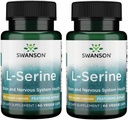 Swanson Ajipure L-Serine - Amino Acid Supplement Supporting Brain Health & Nervous System Function - Natural Formula Promoting Cognitive Function - (60 Veggie Capsules, 500mg Each) (2 Pack)