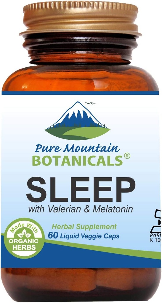 Organik Valerian, Chamomile, Passion Flower, Skullcap, Melatonin, Hops & More - 60 Vegan Capsules