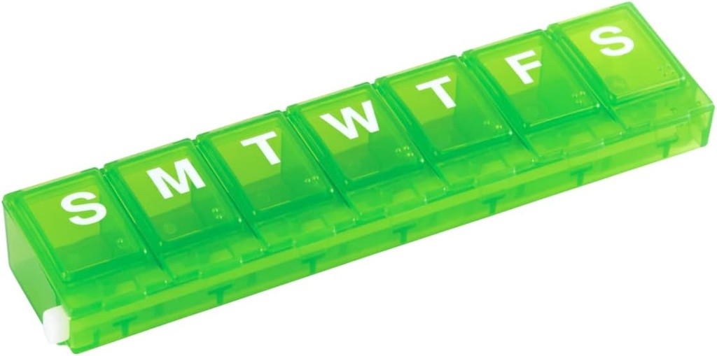 EZY DOSE Εβδομαδιαία (7-Ημέρα) Pill Planner, Υπόθεση Ιατρικής, Βιταμινική Organizer Box, Μικρά Διαμερίσματα Κλείδωμα για Ασφαλή ιατρική συνταγή και την πρόληψη τυχαίας χύτευσης, Πράσινο