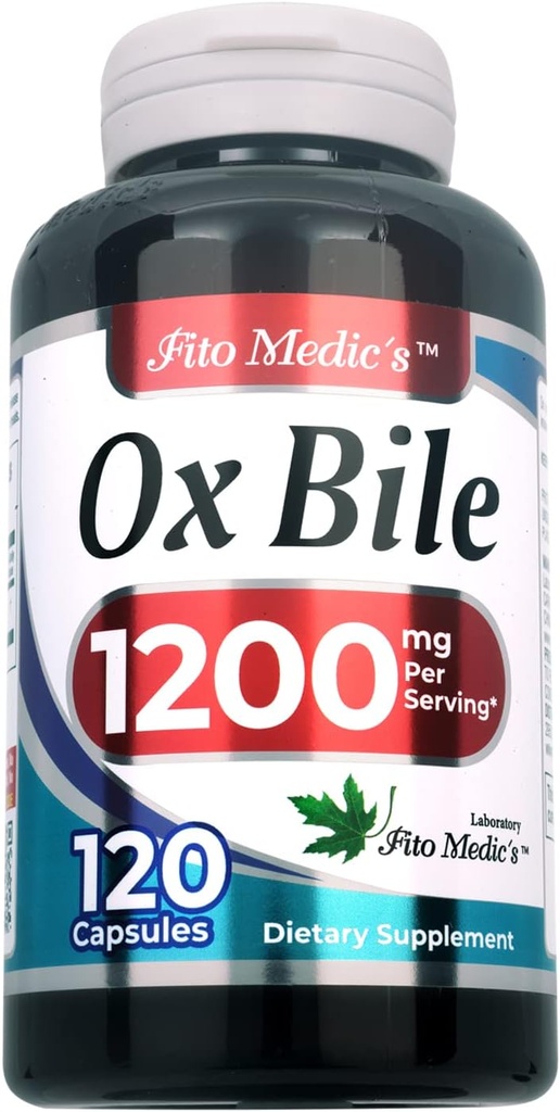Lab - Bile Salts, Ox Bile, hizmet başına 1200 mg, 120 Caps- Digestive Enzymes Supplement, ox Bile Supplement.