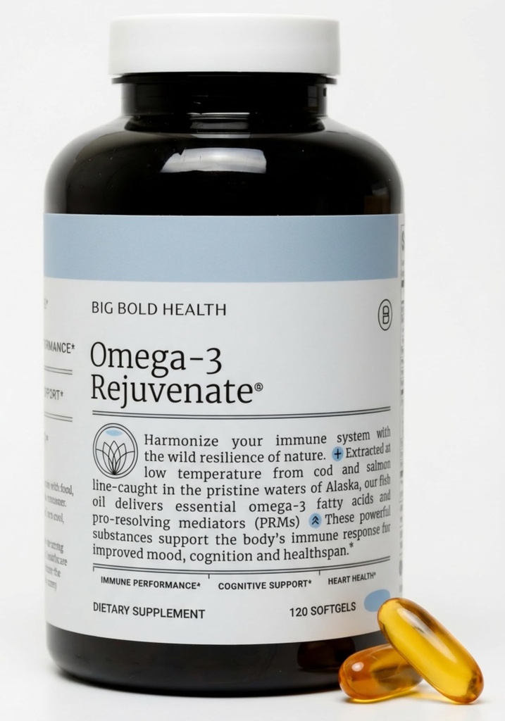 BÜYÜK BOLD SAĞLI Omega-3, PRMs ⎹ EPA, DHA, & DPA Fatty Asits mm Vitaminleri Immune Balance & Brain Wellness (120 Softgels) ile A ve D vitamini
