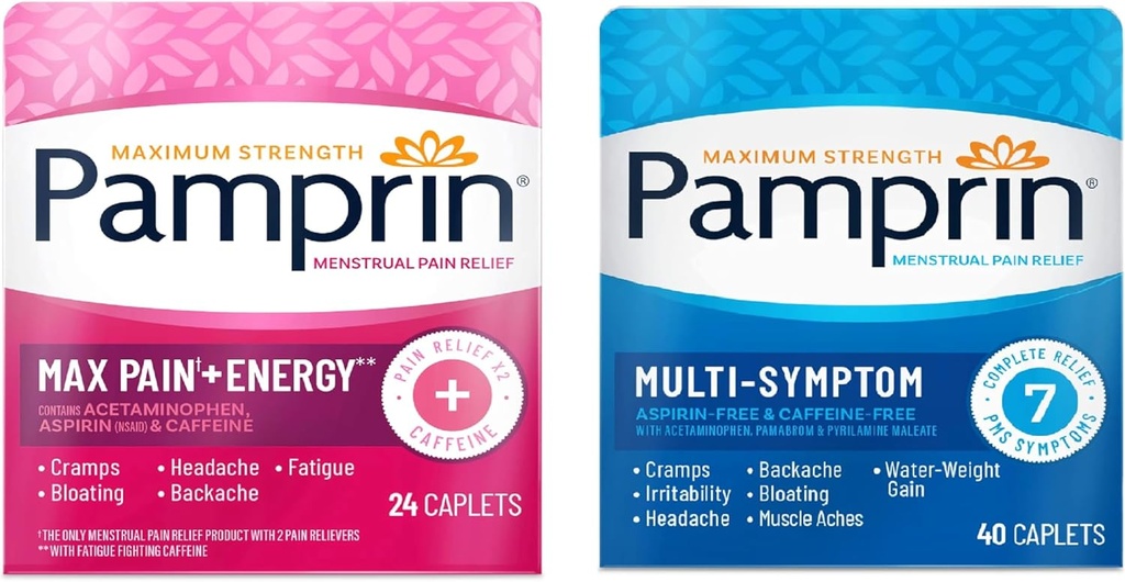 Pamprin Multi-συμπτώματα και Max Pain + ενεργειακός περίοδος ανακούφισης Bundle