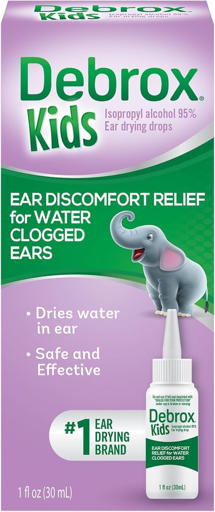 Debrox Çocuklar Kurunuyor, Çocuklar Ear Drops For Clogged Ears, Ear Discomfort Relief for Water Activities, 1oz Şişe