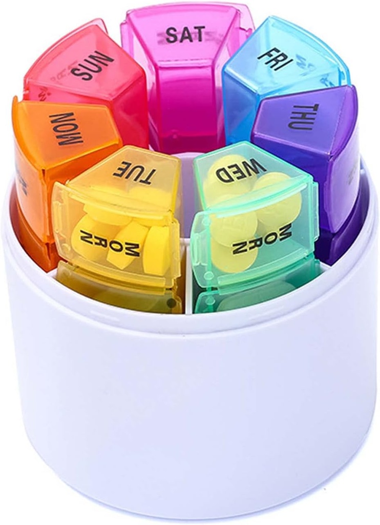 Haftalık Pill Manager, 4 Günlük Pill Kutuları, 7 Günlük Pill Kalem Moisture-Proof, Pill Box İlaç Hatırlatıcı, Portatif Vitamin Balık Petrol İlaçları ve Tamam Konteyner (Cylindrical Storage)