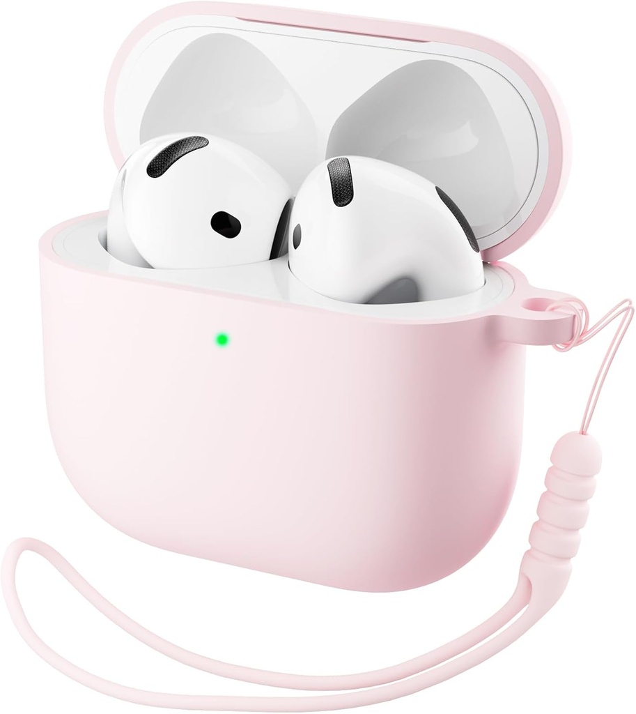 ORNARTO for AirPods 4 Case, Soft Silicone Full Protective Cover with LED Visible, Compatible with AirPods 4th Generation 2024 - Chalk Pink