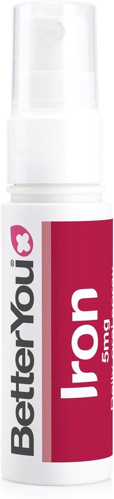 BetterYou Iron 5 στοματικό σπρέι - Φυσικό συμπλήρωμα υγρής βιταμίνης - ημερήσιο συμπλήρωμα σιδήρου σπρέι βιταμίνης - Εύκολη, γευστική εναλλακτική λύση στα χάπια - 0,85 oz