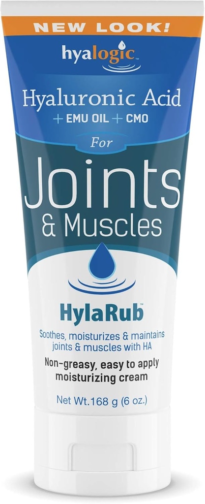 HylaRub HA Joint & Muscle Cream – Hyaluronic Asit Kas Rub w/Emu Oil & CMO – Non Greasy, Soothes, Moisturizes & Keeps Omuzlar, Dizler, Geri, HIPS & More 6 oz. by Hyalogic