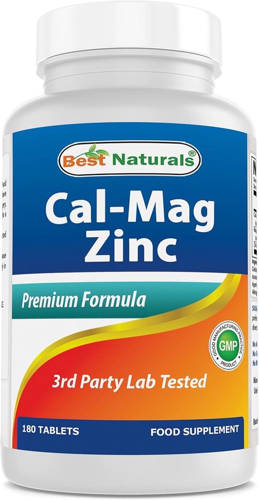 #1 CAL MAG ZINC Tarafından Best Naturals - Essential Mineral Kompleksi - ABD'de sertifikalı bir GMP sertifikalı Tesis ve Üçüncü Parti Yüksekliği için Test Edildi. Garantili!!, 180 Tablet