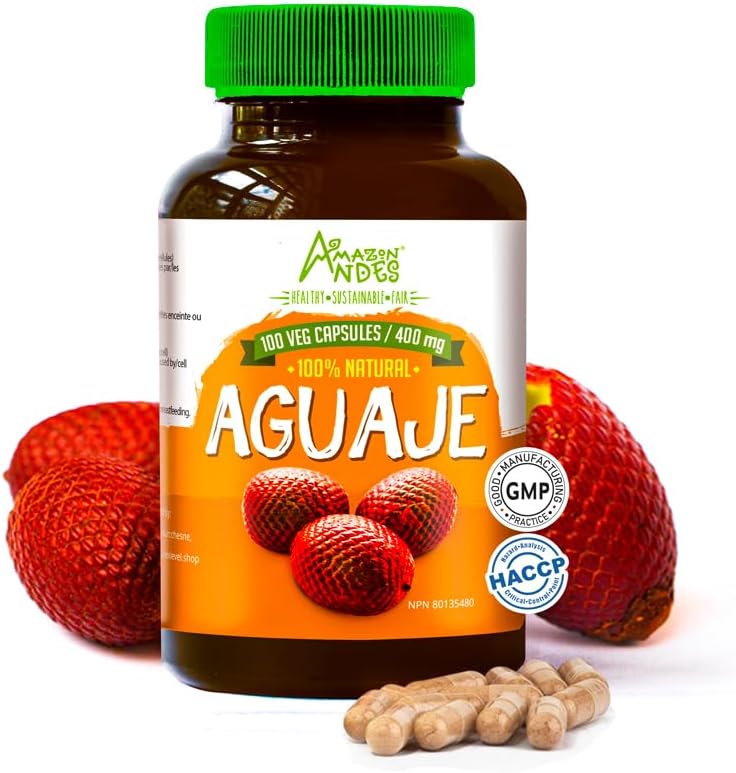 Vees Aguaje Capsules - Kadın Sağlığı Destekleyici ve Hormon Dengeleyici - Peru'da vahşi hasat - GMO, Fairly Traded & Gluten Free - Buriti 100 Pills (400 mg)