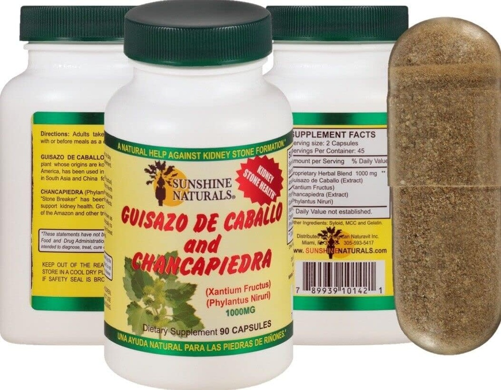 Καθαρό CHANCAPIEDRA Sunshine Guisazo de Cabalo και Chanca Piedra 90 Caps +POTENTE