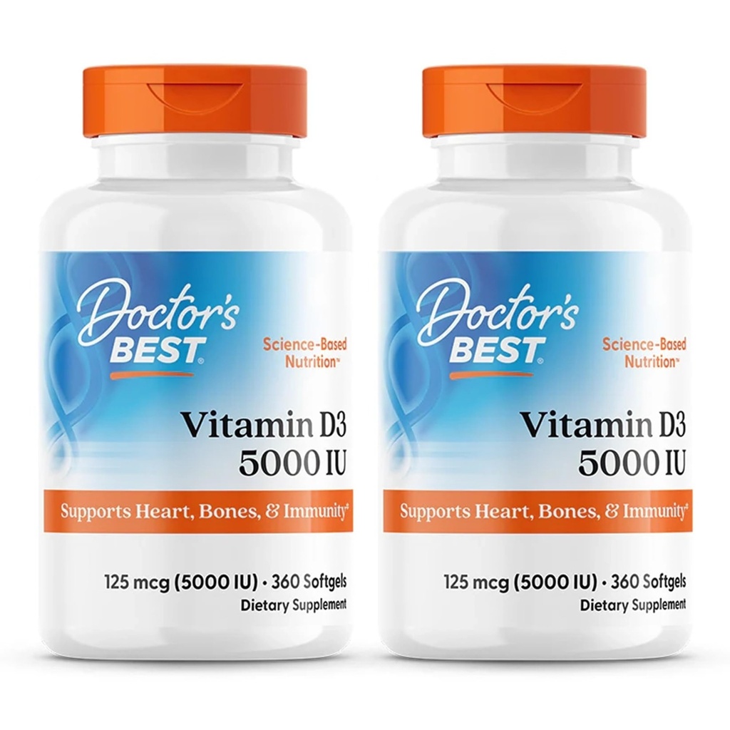 Doktor'un En İyi, (2 Pack) Vitamin D3, 125 mcg (5000 IU), 360 Softgels