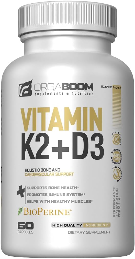 D3 K2 Kalsiyum Tamamı - D 5000 IU + Vitamin K2 MK7 100 mcg, Bone Strength & Heart Health Supplements for Women & Men, D3K2 Teeth Vitamins with Bioperine, US-Made Non-GMO 60 Cap