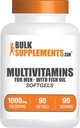 BulkSupplements.com Multivitamin for Men Softgels - Daily Multivitamin, Multimineral Supplement, with Fish Oil - Gluten Free, 1 Softgel per Serving, 90 Count (Pack of 1)