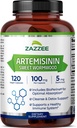 Zazzee High Abxia Artemisinin, 100 mg per Capsule, 120 Vegan Capsules, 5 mg BioPerine ile maksimum Aborpsiyon için, Sweet Wormwood Ekstra, 4 Ay Supply, All-Doğal ve Non-GMO